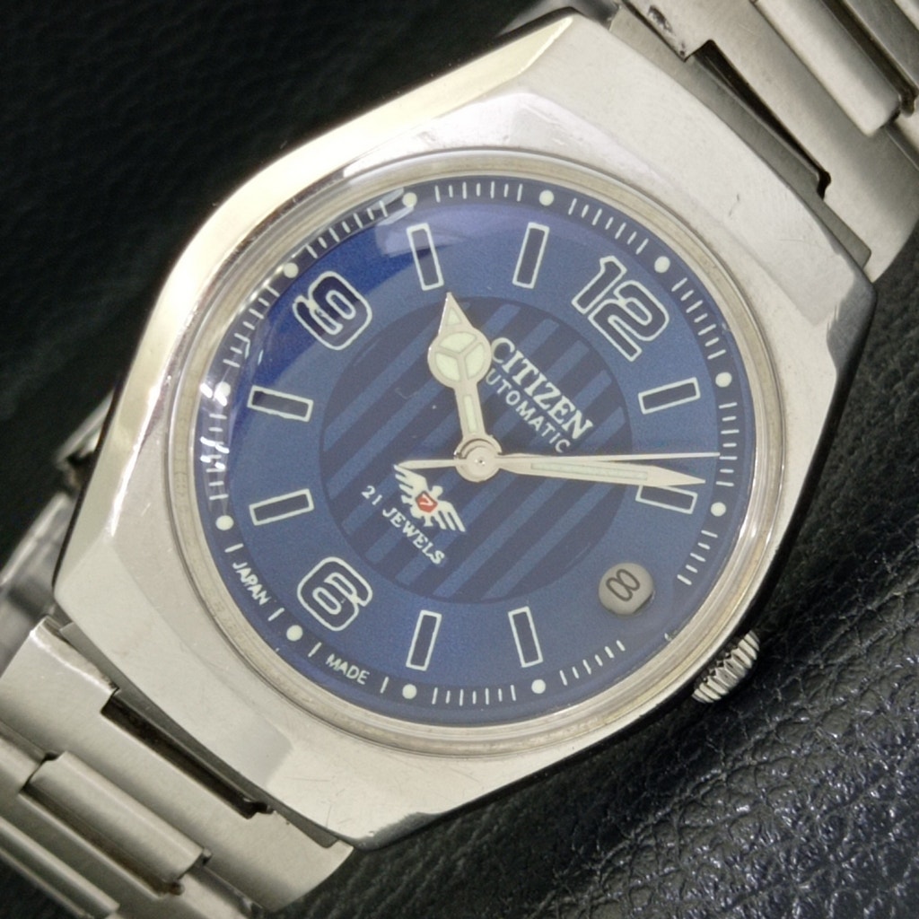 Vintage 1972 Citizen Automatic Mens Silver Watch WDaydate  Blue Accents
